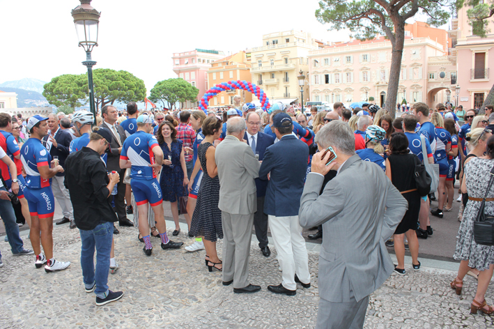 Cyclists at Princes champagne reception