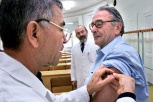 A vaccine injection in hospital