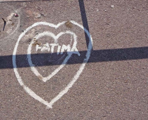 "Fatima" was the first victim of the Bastille Day attack, and died near Lenval hospital. This heart appeared within a week and every day when I walk my dog, I greet her.
