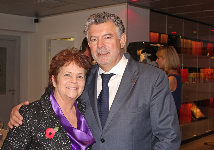 Annette Anderson, here with Joel Bouzou, has been a long-time supporter of Peace and Sport.
