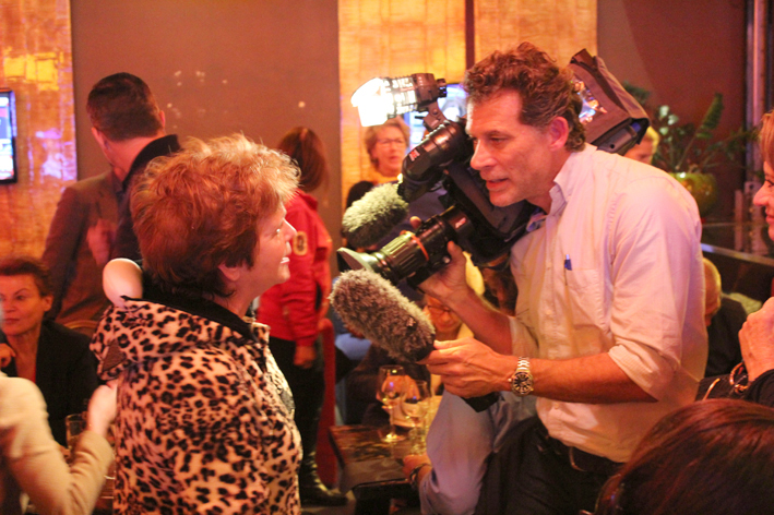 Neils Brinelli from French TV M6 interviewing Annette on US election night