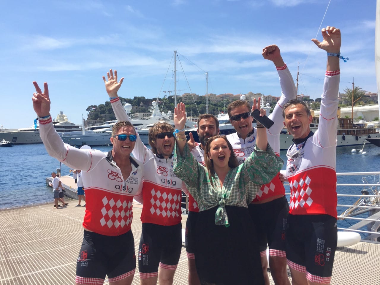 Ryk Neethling (second from right) and Percy Montgomery led team Fondation François-Xavier Mora to victory at the Riviera Water Bike Challenge on June 4. Photo: Eric Mathon/Palais Princier 