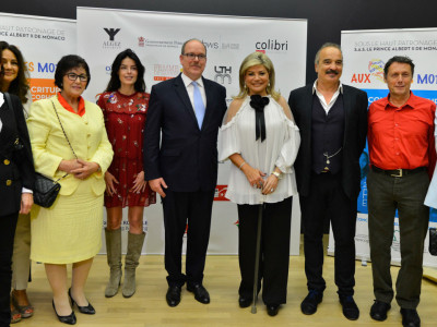 Prince AlbertI with Denise Fabre, Fawzia Zouari, Yasmina Taya, Camille de Peretti de la Rocca, May Chidiac, Akli Tadjer, Antoine de Maximy and Adriana Karembeu. Photo: Valentina de Gaspari