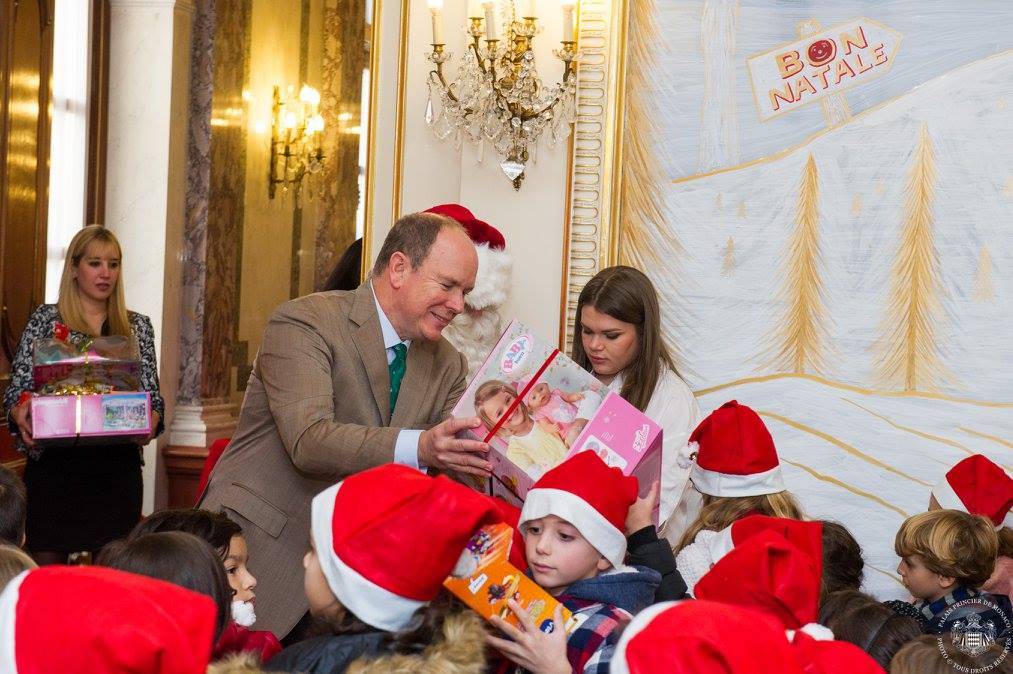 Prince Albert meeting children at Christmas party