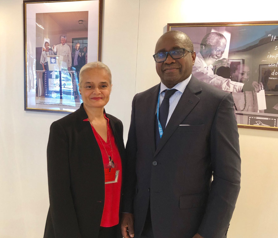 President of the Republic of Niger, HE Mr. Mahamadou Issoufou with Martine Garcia-Mascarenhas, Second Secretary at the Embassy of Monaco in Italy.