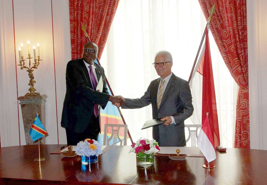 His Excellency Mr Claude Cottalorda, Ambassador of Monaco in France, and HE Mr Christian Ileka Atoki, Ambassador of the Democratic Republic of the Congo in France