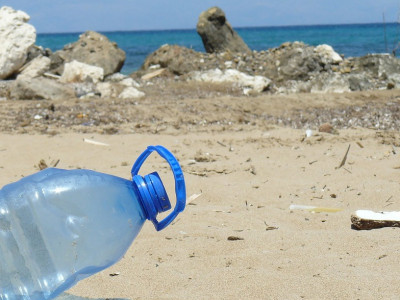 Plastic bottle on beach