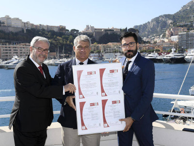 ISO-SEPM Certification - From right to right: Daniel Realini, Deputy General Manager of the Monaco Ports Operating Company (SEPM), Aleco Keusseoglou, Deputy Chairman of the SEPM and Philippe Periphanos, Consultant in Management and Strategy Companies - BV Certification. © Directorate of Communication / Manuel Vitali