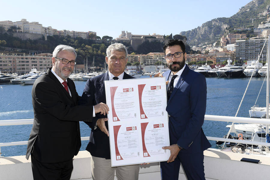 ISO-SEPM Certification - From right to right: Daniel Realini, Deputy General Manager of the Monaco Ports Operating Company (SEPM), Aleco Keusseoglou, Deputy Chairman of the SEPM and Philippe Periphanos, Consultant in Management and Strategy Companies - BV Certification. © Directorate of Communication / Manuel Vitali