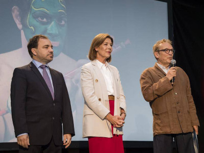 HRH the Princess of Hanover with Marc Monnet, Artistic Advisor of the Festival, on the right, and Jérôme Froissart, Secretary General of AMADE Mondiale, on the left © Directorate of Communication / Stéphane Danna