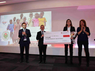 HRH the Princess of Hanover, Isabelle Bonnal, Director of National Education, Youth and Sports (right), Patrice Cellario, Government Counselor - Minister of the Interior and Jérôme Froissart, Secretary General of AMADE Mondiale (to the left). © Directorate of Communication / Michael Alesi