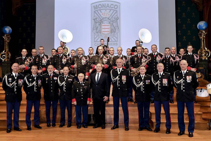 HSH Prince Albert II accompanied by the Carabiniers during the ceremony at the Oceanographic Museum © Manuel Vitali - Directorate of Communication