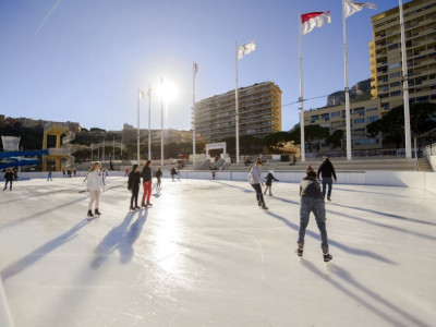 People skating on the Monaco ice rink