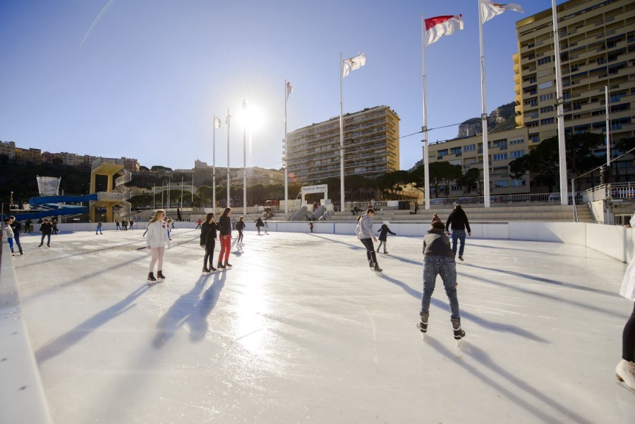 People skating on the Monaco ice rink