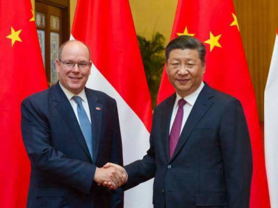 A picture of Prince Albert shaking hands with Chinese President Xi Jinping in September 2018