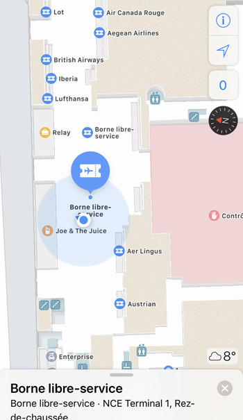 Nice Airport in Apple Maps