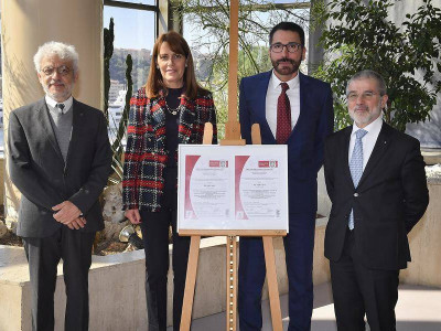 ISO DAC Certification - From left to right: Jean-Charles Curau, Director of Cultural Affairs, Françoise Gamerdinger, Deputy Director of Cultural Affairs, Stéphane Periphanos, Consultant for Bureau Veritas, Certifying Body and Patrice Cellario Government Advisor - Minister of Education interior. © Directorate of Communication / Michael Alesi