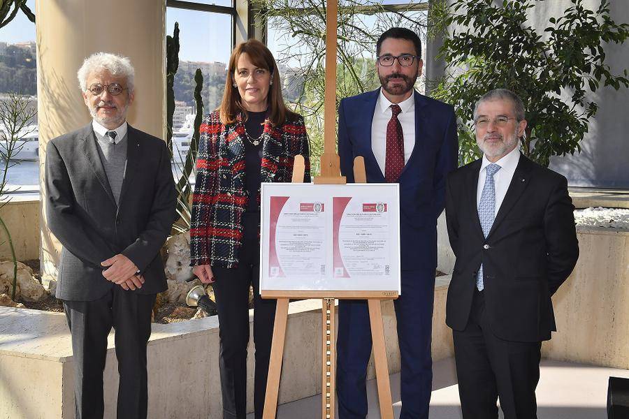 ISO DAC Certification - From left to right: Jean-Charles Curau, Director of Cultural Affairs, Françoise Gamerdinger, Deputy Director of Cultural Affairs, Stéphane Periphanos, Consultant for Bureau Veritas, Certifying Body and Patrice Cellario Government Advisor - Minister of Education interior. © Directorate of Communication / Michael Alesi