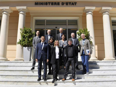 National Committee Monitoring Marine Protected Areas - Top, from left to right: Christophe Cauvin, Technical Advisor of the Department of the Interior, HE Bernard Fautrier Vice President and Managing Director of the Prince Albert II of Monaco Foundation, Robert Calcagno, Director General of the Oceanographic Institute, Prince Albert I Foundation, Prince of Monaco. Second row, from left to right: Cyril Gomez, General Director of the Equipment, Environment and Urbanism Department, Isabelle Assenza, Secretary General of the Finance and Economy Department, Armelle Roudaut-Lafon, Director of Maritime Affairs, Raphael Simonet Head of Division at Olivier Dufourneaud Director of the Oceanographic Institute. In the foreground: Jacqueline Gautier-Debernardi, Director of AMPN (Monegasque Association for the Protection of Nature) and Professor Denis Allemand, Scientific Director of the Monaco Scientific Center. © Directorate of Communication / Manuel Vitali