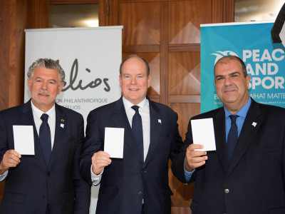 L to R: Joel Bouzou, HSH Prince Albert II, Sir Stelios Haji-Iouannou.