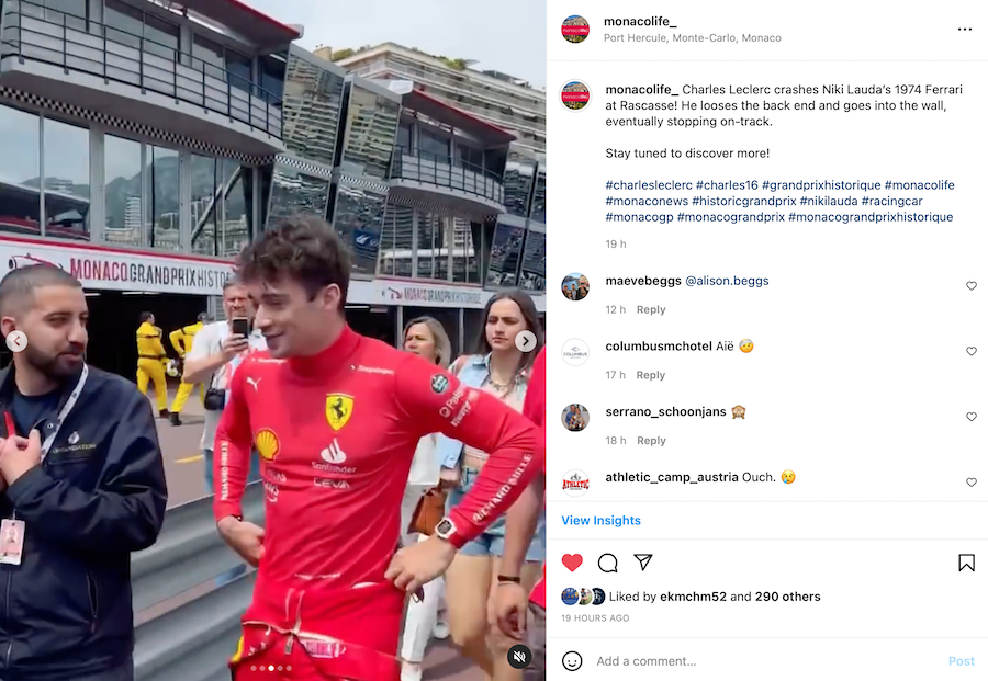 Charles Leclerc Niki Lauda Ferrari : F1 Twitter goes crazy as Ferrari star  crashes once again in Monaco during it's historic Grand Prix - The  SportsRush