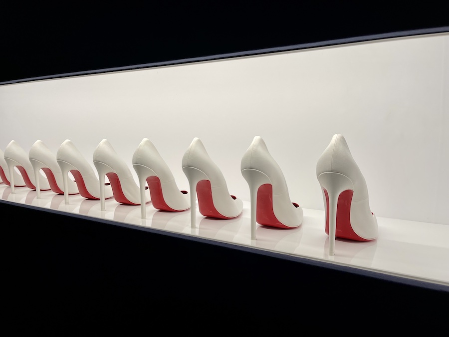 Louboutin's bloody shoes. The famed red bottoms