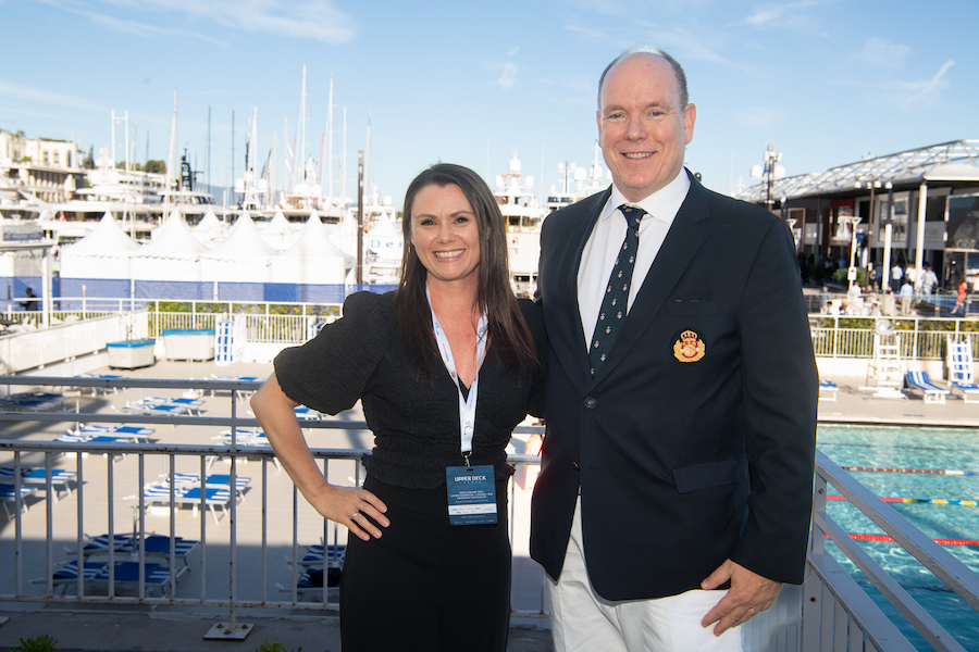 IMAGE DISTRIBUTED FOR LAPRESSE - Prince Albert II joins the winners of the  Explorer Awards by La Belle Classe Superyachts at the 12th Environmental  Symposium at the Yacht Club de Monaco on