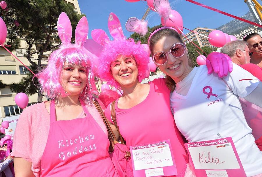 women dressed in pink during the Pink Ribbon Monaco Walk