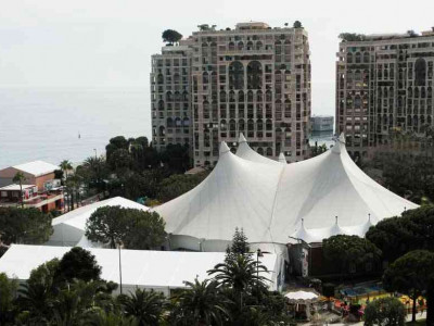 A wide shot of the Big Top in Fontvielle