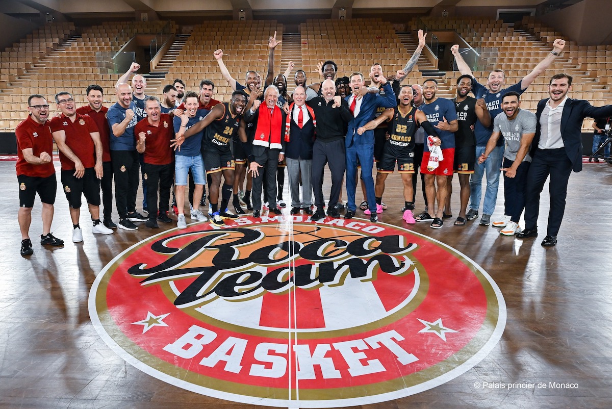 AS Monaco Basket following their qualification for the Euroleague Final Four