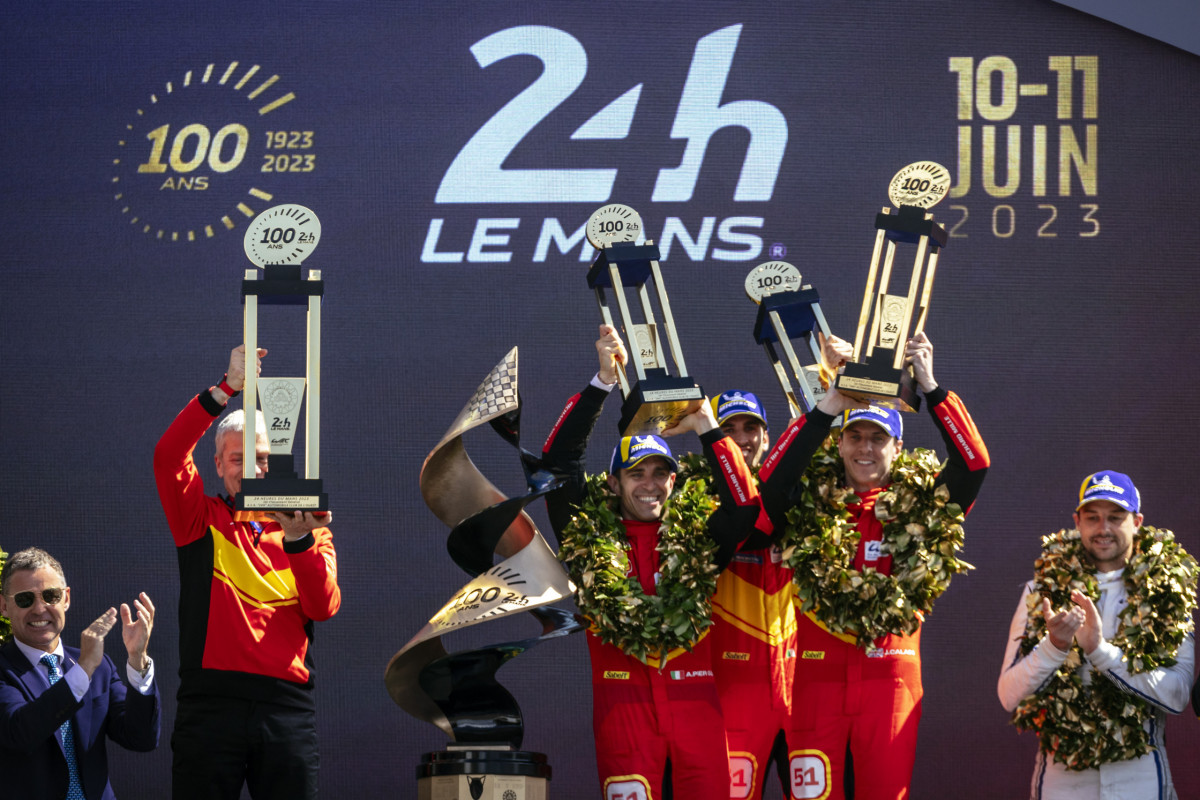 Ferrari on the podium of Le Mans 24hr 2023