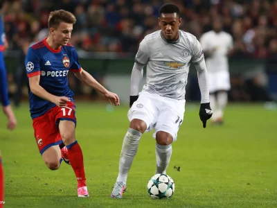 Manchester United's Anthony Martial playing against CSKA Moscow in the Champions League