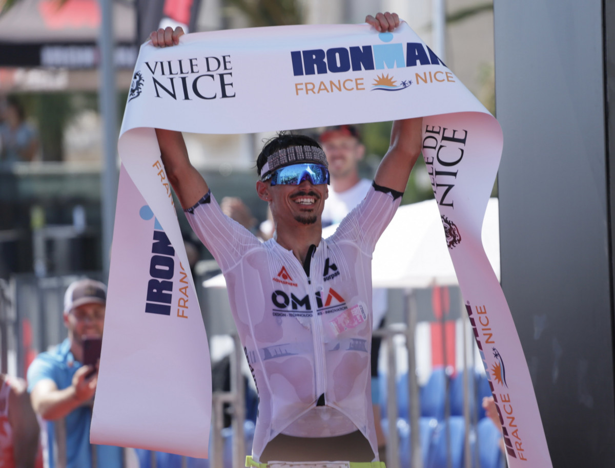 Clément Mignon winning the Nice Ironman