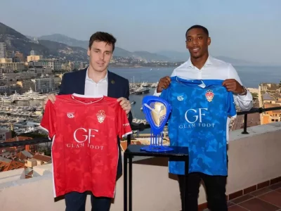 Anthony Martial and Louis Ducruet ahead of the Glam Foot event