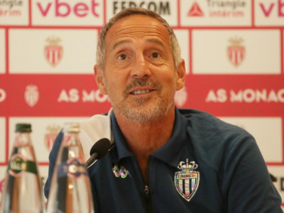 AS Monaco's Adi Hütter in a pre-match press conference