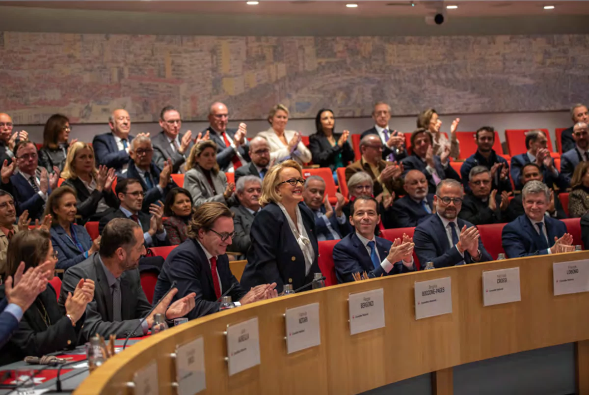 Brigitte Boccones-Pages at an assembly of the National Council of Monaco. 