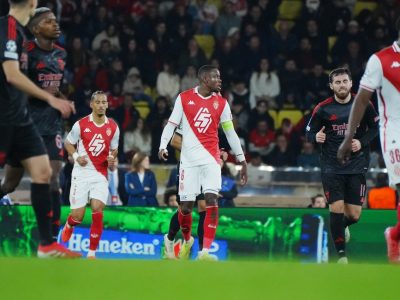 Zakaria on the pitch at the Stade Louis II as Monaco take on Benfica in the Champions League