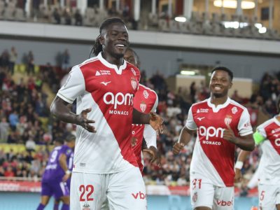Mohammed Salisu celebrates his early opener against Toulouse at the Stade Louis II