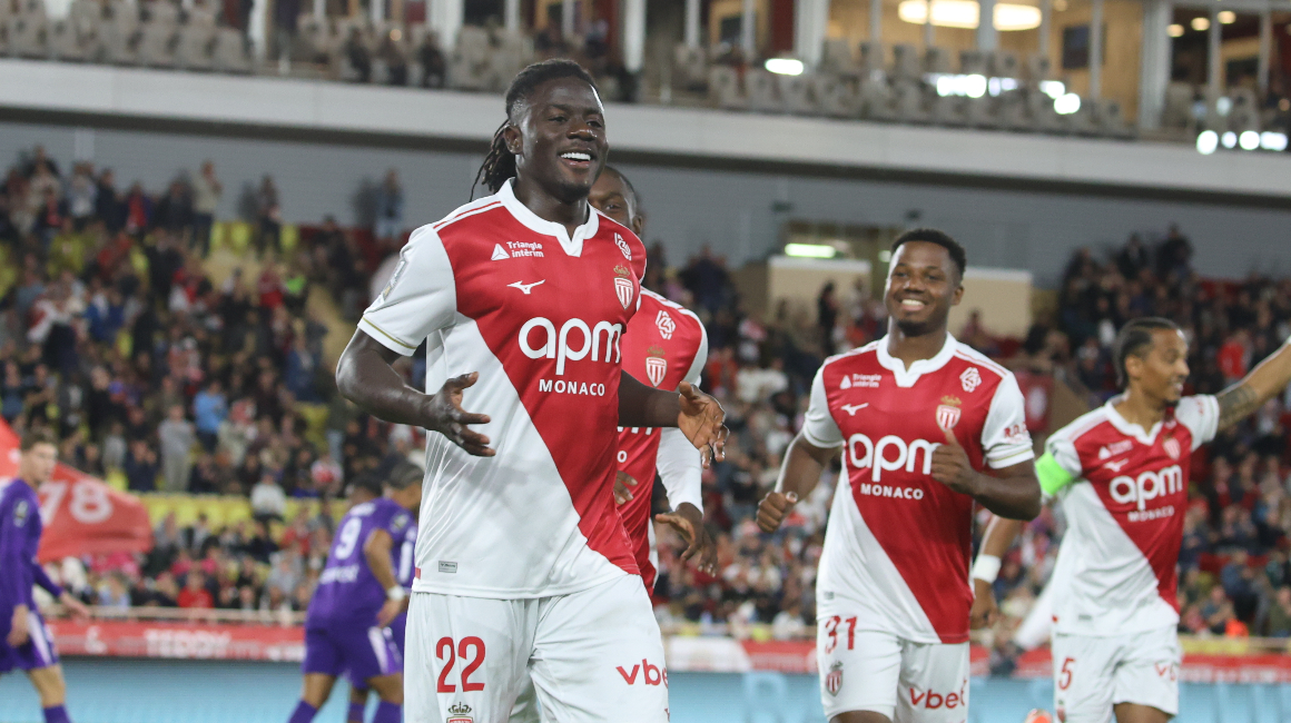 Mohammed Salisu celebrates his early opener against Toulouse at the Stade Louis II