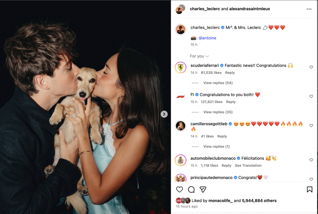Monaco’s favourite son Charles Leclerc engaged to Alexandra Saint Mleux