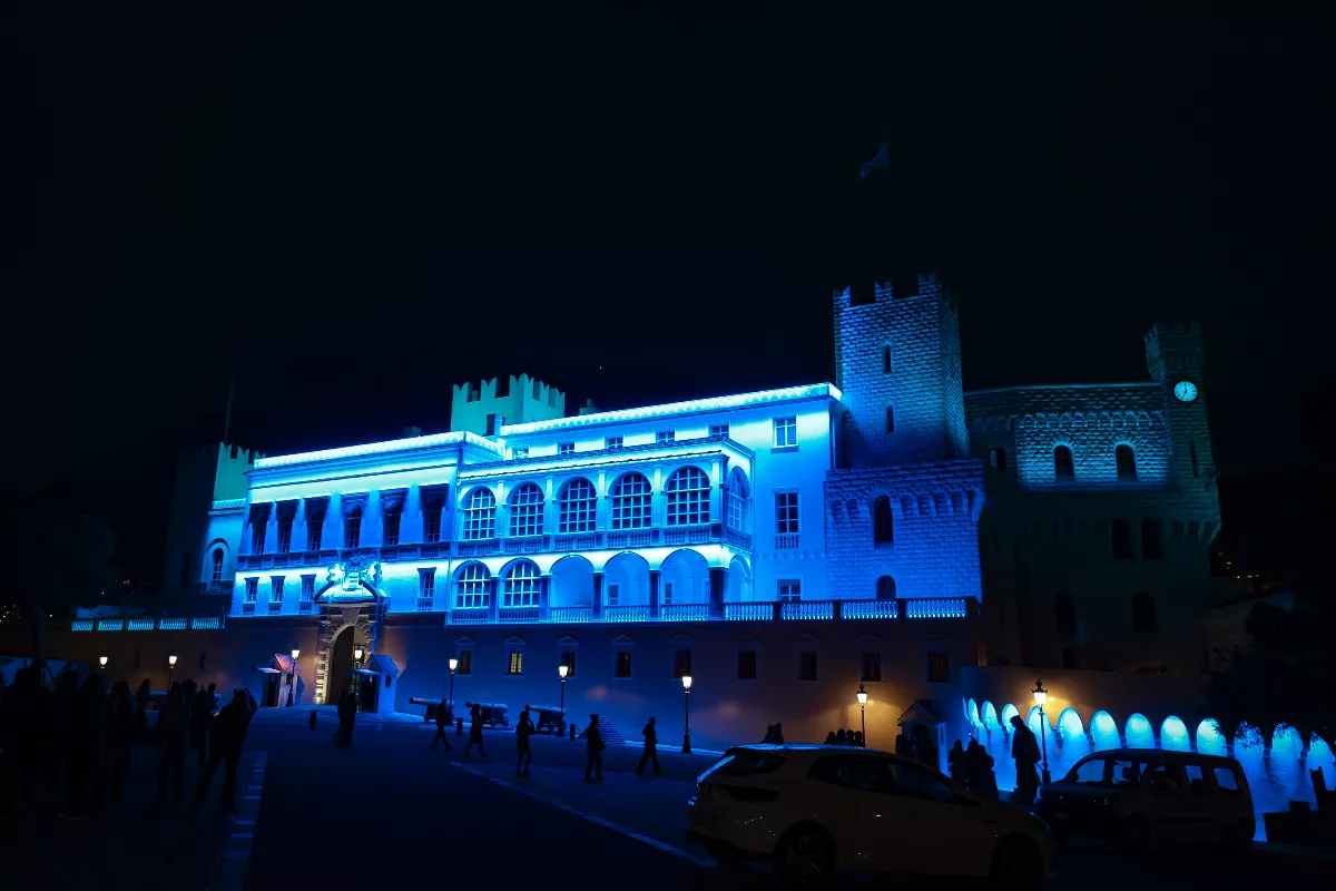 Why did the Prince’s Palace light up in blue?