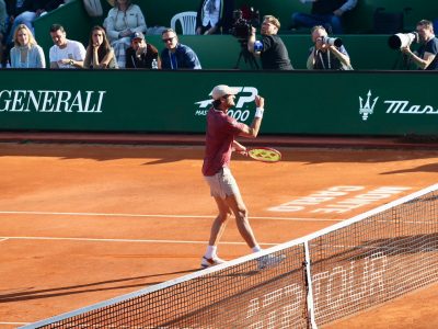 Vacherot clenches his fist after winning a point against Musetti