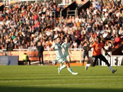 Abline in action for Monaco, against Lorient, at the Moustoir